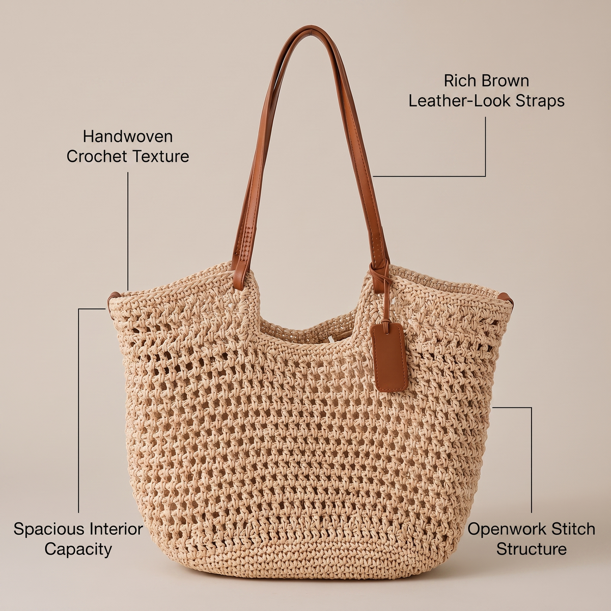 Clara – Pleciona Torba Shopper na Ramię